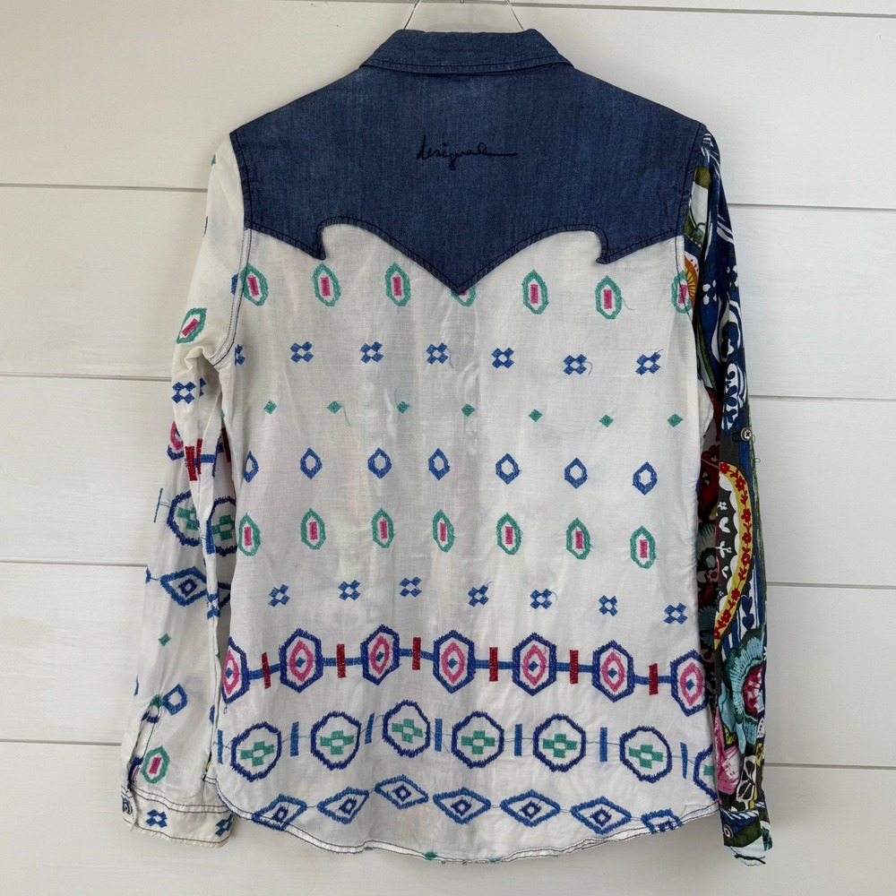 Desigual MAURICIO Patchwork Button Down Shirt Flo… - image 10